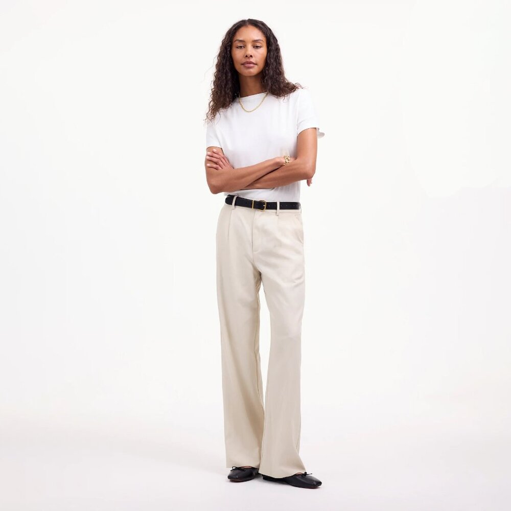 Madewell NWT Slouchy Straight Pants in Drapey Twill, in Stone